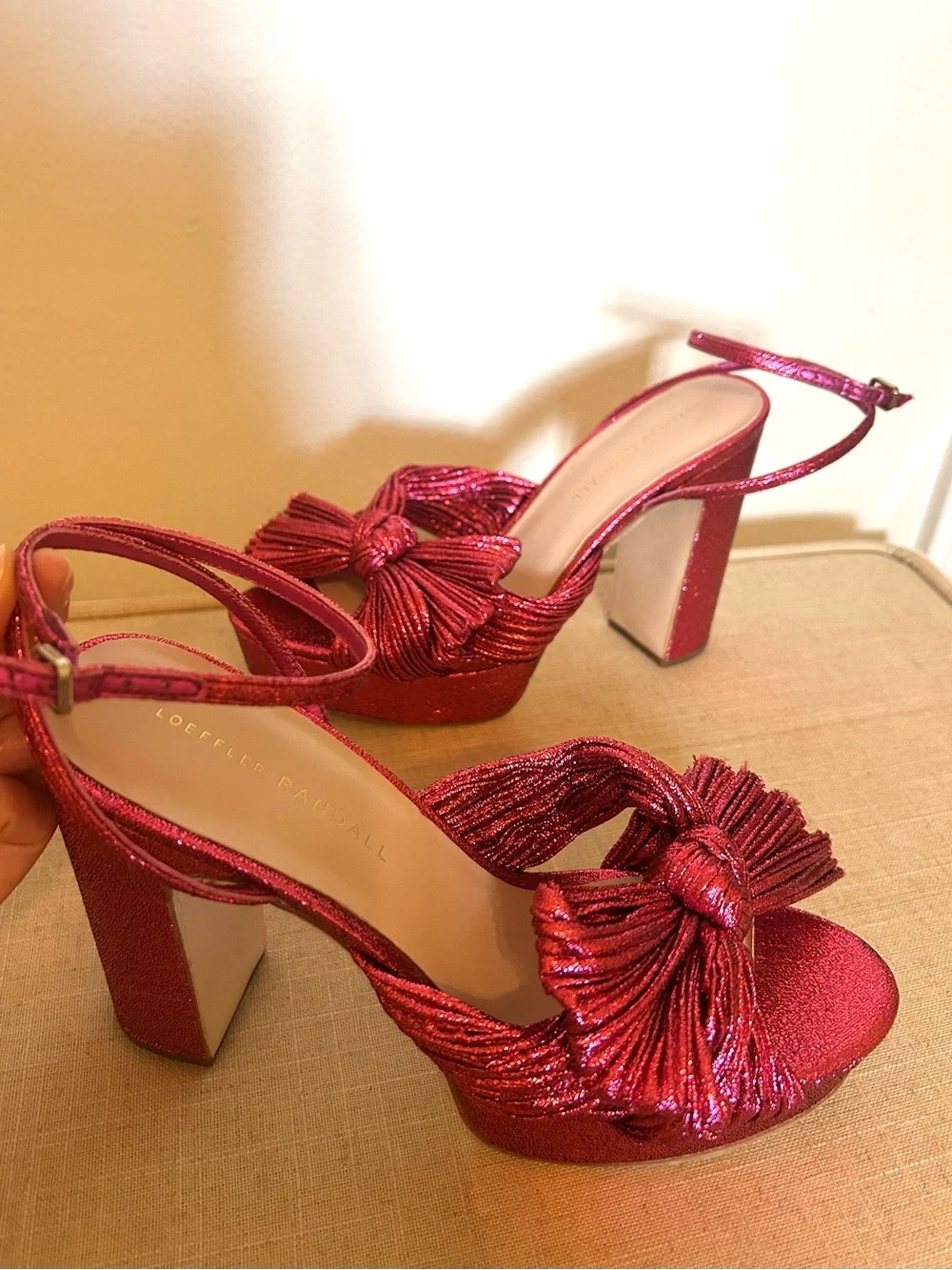 Loeffler Randall Metallic Fuchsia Platform Bow Heels - Size 7.5